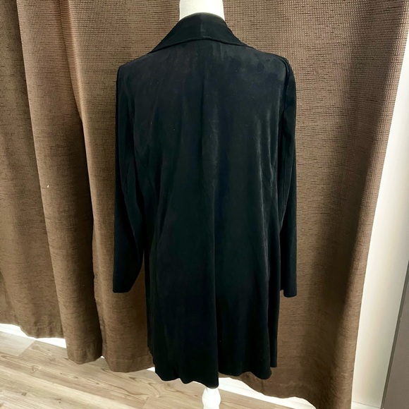 Black Faux Suede Open Draped Cardigan Jacket 1X - Picture 4 of 7